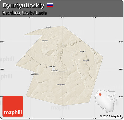 Shaded Relief Map of Dyurtyulinskiy, single color outside