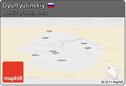 Classic Style Panoramic Map of Dyurtyulinskiy, single color outside