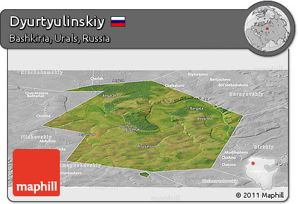Satellite Panoramic Map of Dyurtyulinskiy, lighten, desaturated