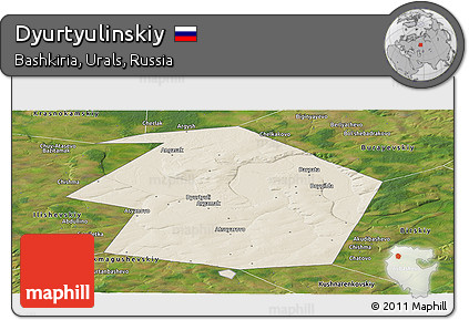 Shaded Relief Panoramic Map of Dyurtyulinskiy, satellite outside