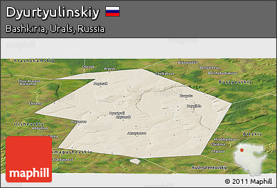 Shaded Relief Panoramic Map of Dyurtyulinskiy, satellite outside