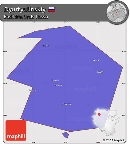 Political Simple Map of Dyurtyulinskiy, cropped outside