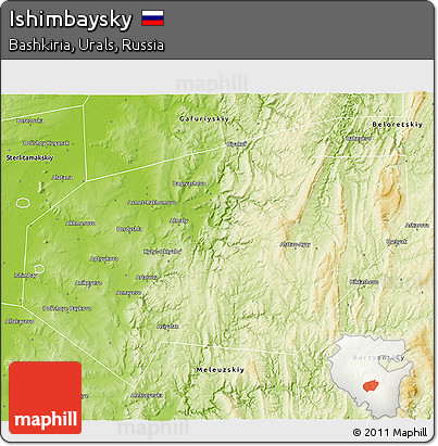 Physical 3D Map of Ishimbaysky