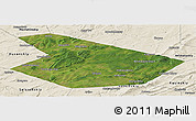 Satellite Panoramic Map of Kiginskiy, shaded relief outside