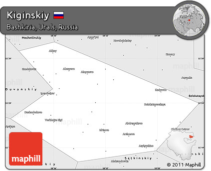 Silver Style Simple Map of Kiginskiy