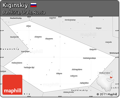 Silver Style Simple Map of Kiginskiy