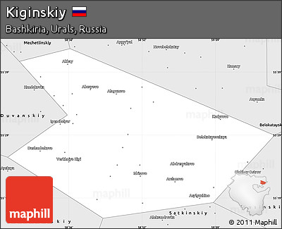Silver Style Simple Map of Kiginskiy