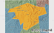 Political 3D Map of Kugarchinskiy, semi-desaturated