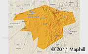 Political 3D Map of Kugarchinskiy, shaded relief outside