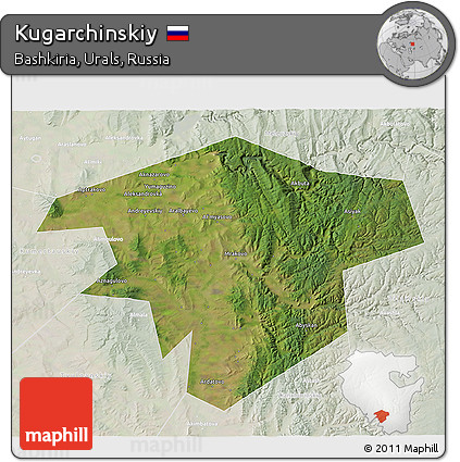 Satellite 3D Map of Kugarchinskiy, lighten