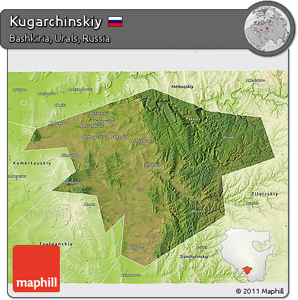 Satellite 3D Map of Kugarchinskiy, physical outside