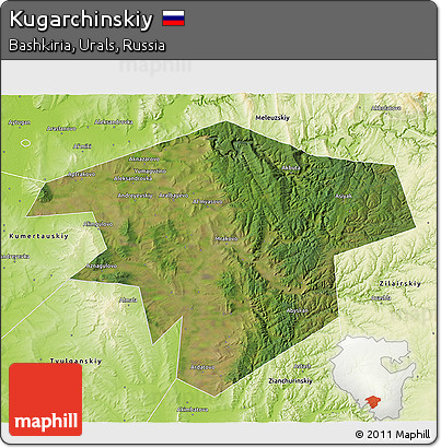 Satellite 3D Map of Kugarchinskiy, physical outside