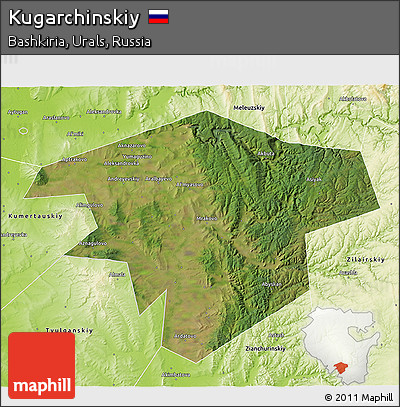 Satellite 3D Map of Kugarchinskiy, physical outside