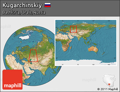Satellite Location Map of Kugarchinskiy, within the entire country