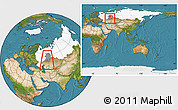 Satellite Location Map of Kugarchinskiy, highlighted country, highlighted grandparent region, within the entire country