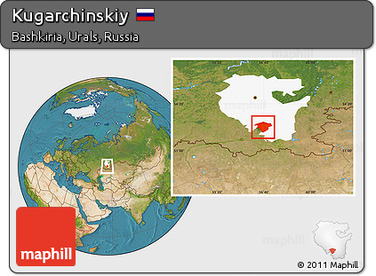 Satellite Location Map of Kugarchinskiy, highlighted parent region