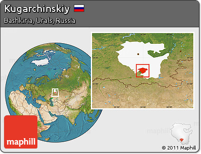 Satellite Location Map of Kugarchinskiy, highlighted parent region
