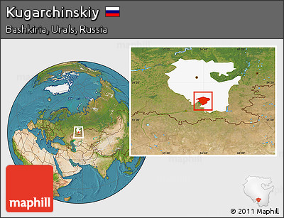 Satellite Location Map of Kugarchinskiy, highlighted parent region