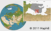 Satellite Location Map of Kugarchinskiy, highlighted parent region, highlighted grandparent region