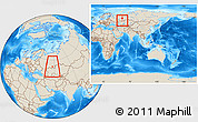 Shaded Relief Location Map of Kugarchinskiy, within the entire country