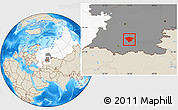 Shaded Relief Location Map of Kugarchinskiy, highlighted country, highlighted grandparent region