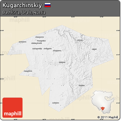 Classic Style Map of Kugarchinskiy, single color outside