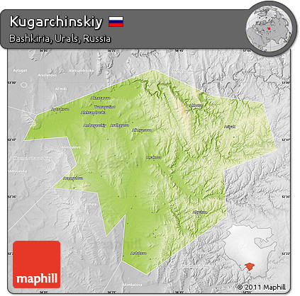 Physical Map of Kugarchinskiy, lighten, desaturated