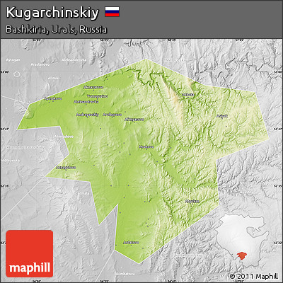Physical Map of Kugarchinskiy, lighten, desaturated