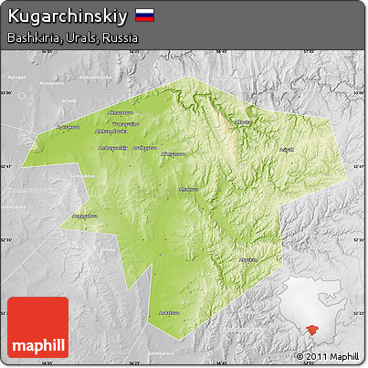 Physical Map of Kugarchinskiy, lighten, desaturated