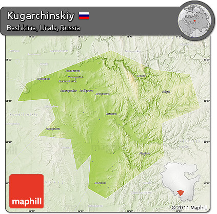 Physical Map of Kugarchinskiy, lighten