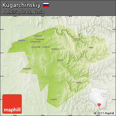 Physical Map of Kugarchinskiy, lighten