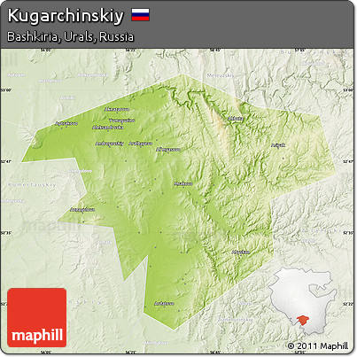 Physical Map of Kugarchinskiy, lighten