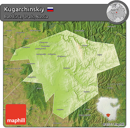 Physical Map of Kugarchinskiy, satellite outside