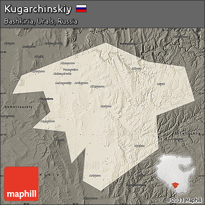 Shaded Relief Map of Kugarchinskiy, darken