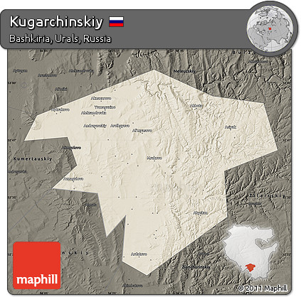 Shaded Relief Map of Kugarchinskiy, darken