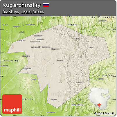 Shaded Relief Map of Kugarchinskiy, physical outside