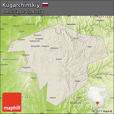 Shaded Relief Map of Kugarchinskiy, physical outside
