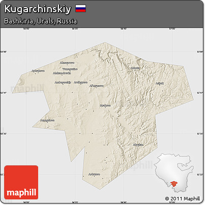 Shaded Relief Map of Kugarchinskiy, single color outside