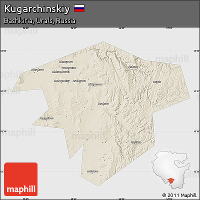 Shaded Relief Map of Kugarchinskiy, single color outside