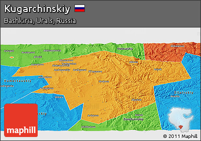 Political Panoramic Map of Kugarchinskiy