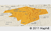 Political Panoramic Map of Kugarchinskiy, shaded relief outside