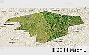 Satellite Panoramic Map of Kugarchinskiy, shaded relief outside