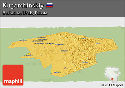 Savanna Style Panoramic Map of Kugarchinskiy, single color outside