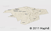 Shaded Relief Panoramic Map of Kugarchinskiy, cropped outside