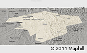 Shaded Relief Panoramic Map of Kugarchinskiy, darken, semi-desaturated