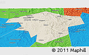 Shaded Relief Panoramic Map of Kugarchinskiy, political outside