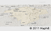 Shaded Relief Panoramic Map of Kugarchinskiy, semi-desaturated