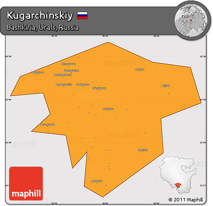 Political Simple Map of Kugarchinskiy, cropped outside