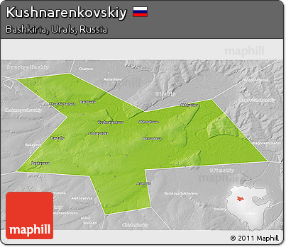 Physical 3D Map of Kushnarenkovskiy, lighten, desaturated