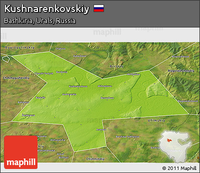 Physical 3D Map of Kushnarenkovskiy, satellite outside